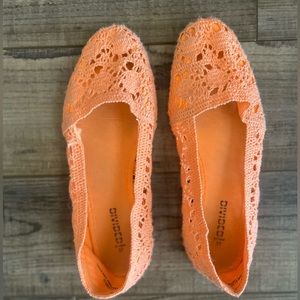 Orange Crochet Flats